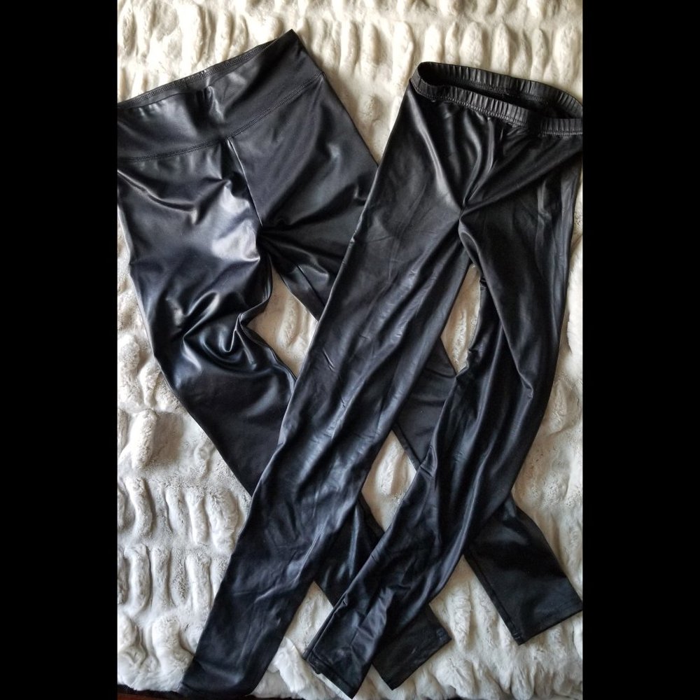 Set of 2 Faux Leather Leggings